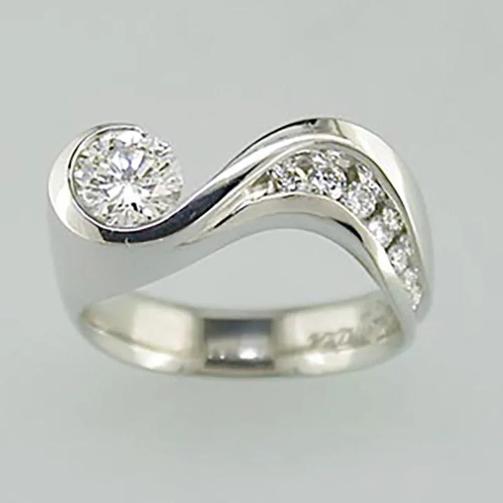 ✨925 Silver Plated Unique Design CZ Wedding Ring for Women, MARR9432